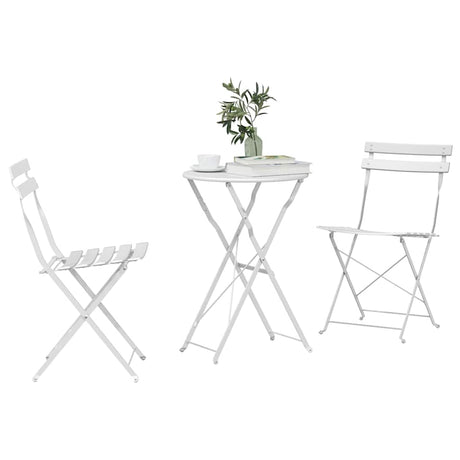 Vidaxl vouw bistro set 3 st wit staal