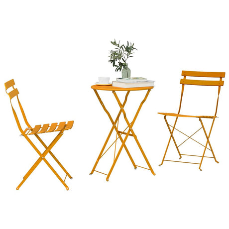 Vidaxl vouw bistro set 3 st mosterdgeel staal