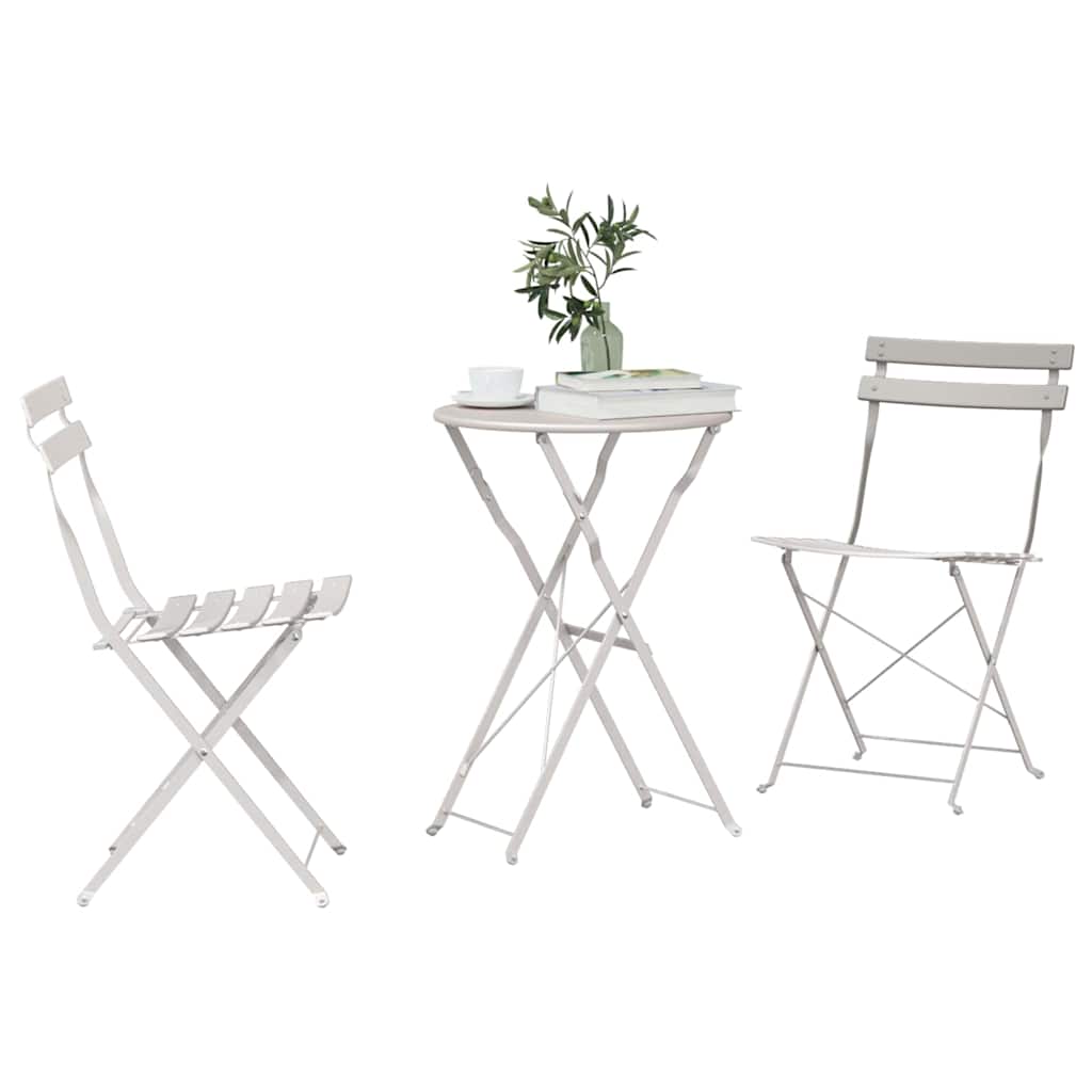 Vidaxl vouw bistro set 3 st beige staal