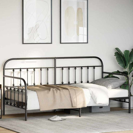 Vidaxl bedframe voor een daybed zwart 90 x 200 cm gepoedercoat staal