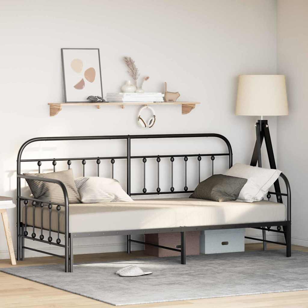 Vidaxl bedframe voor een daybed zwart 90 x 200 cm gepoedercoat staal
