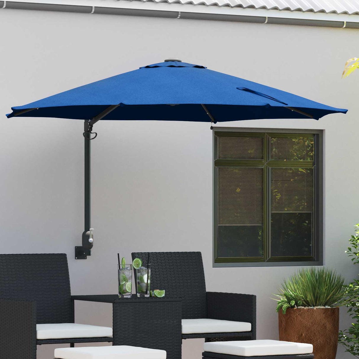 Vidaxl tuinparasol azurblauw 248 x 248 x 148 cm polyester en staal