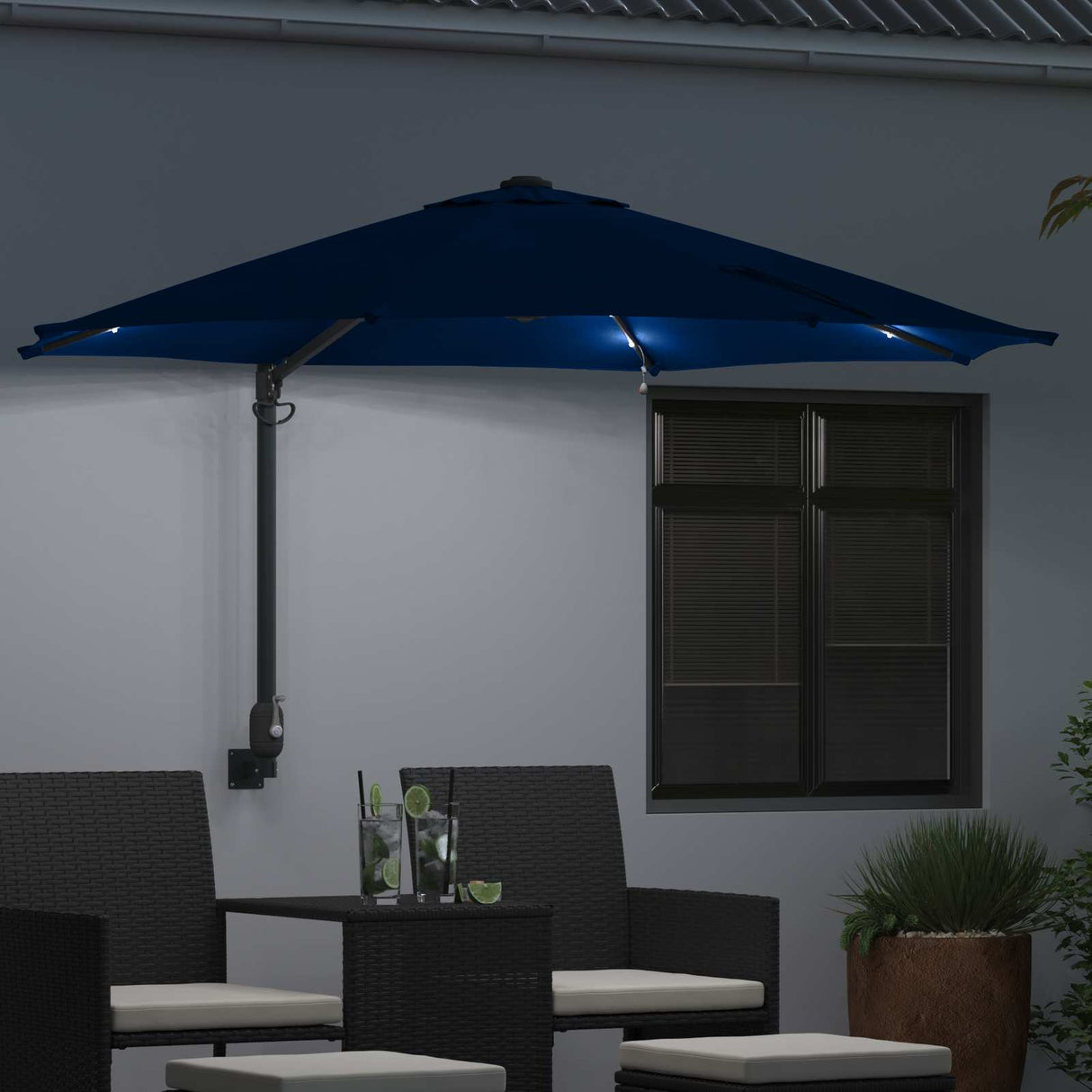 Vidaxl tuinparasol azurblauw 248 x 248 x 148 cm polyester en staal