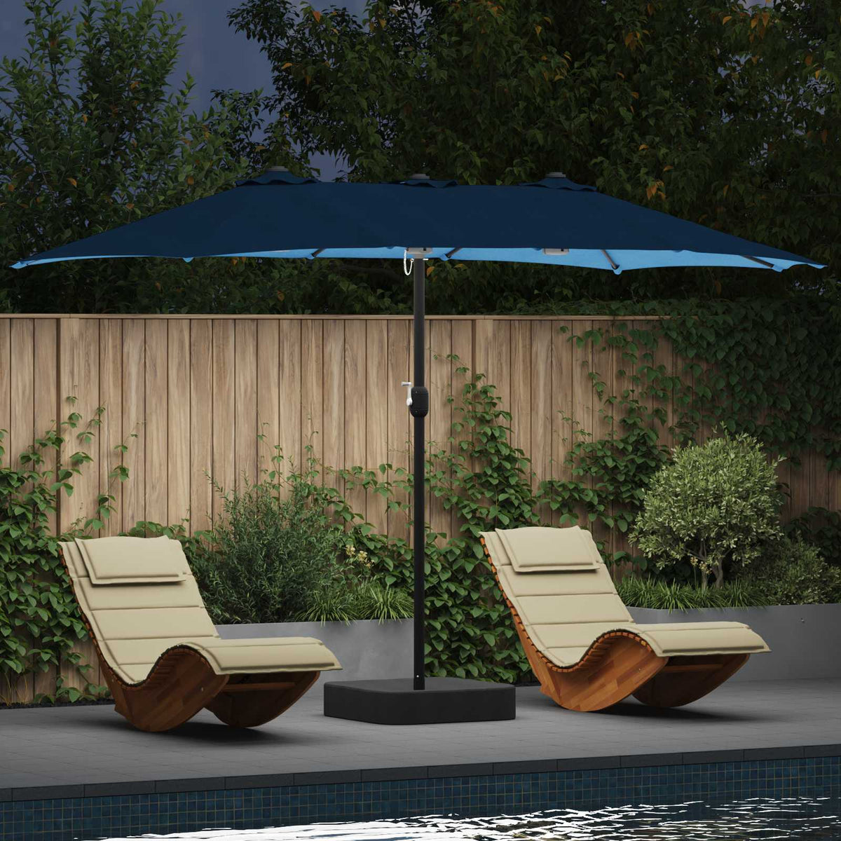 Vidaxl tuinparasol 385 x 209 x 244 cm polyester azuurblauw