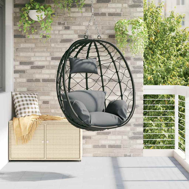 Vidaxl hangende ei-stoel poly rattan 91 x 54,5 x 107 cm antraciet
