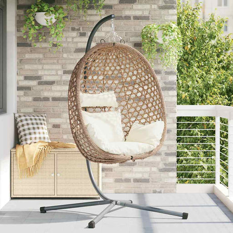 Vidaxl hangende ei-stoel poly rattan 104 x 100 x 191 cm licht crème