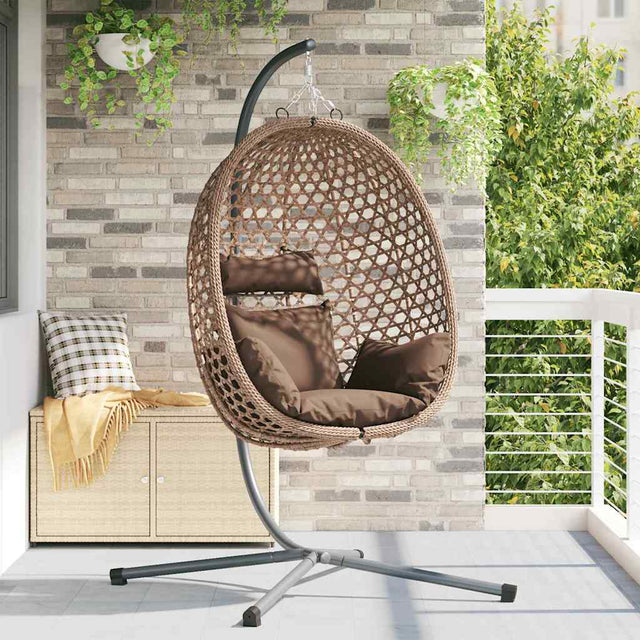 Vidaxl hangende ei-stoel poly rattan 104 x 100 x 191 cm koffiebruin