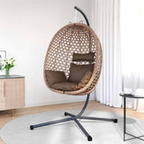 Vidaxl hangende ei-stoel poly rattan 104 x 100 x 191 cm koffiebruin