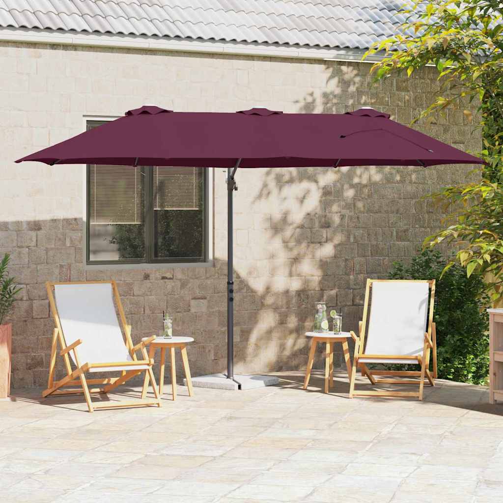 Vidaxl parasol bordeaux rood 372 x 198 x 243 cm polyester en aluminium