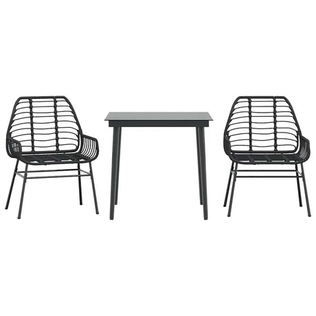Vidaxl 3-delige tuinset poly rattan glas zwart