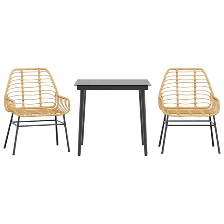 Vidaxl 3-delige tuinset poly rattan glas bruin