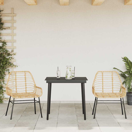 Vidaxl 3-delige tuinset poly rattan glas bruin