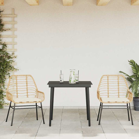 Vidaxl 3-delige tuinset met kussens poly rattan glas bruin