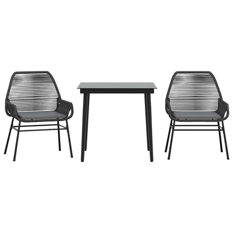 Vidaxl 3-delige tuinset met kussens poly rattan glas zwart