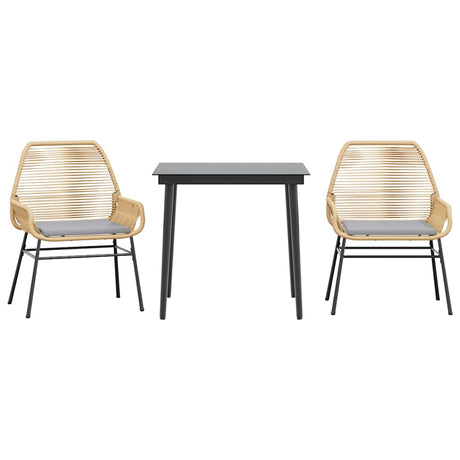 Vidaxl 3-delige tuinset met kussens poly rattan glas bruin