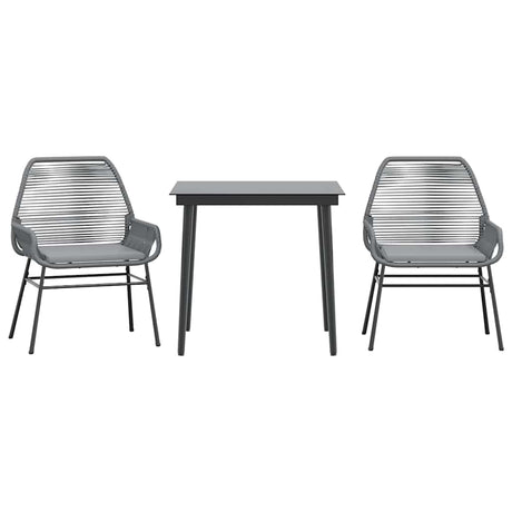 Vidaxl 3-delige tuinset met kussens poly rattan glas grijs