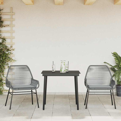 Vidaxl 3-delige tuinset met kussens poly rattan glas grijs