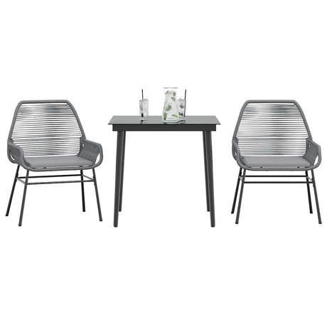 Vidaxl 3-delige tuinset met kussens poly rattan glas grijs