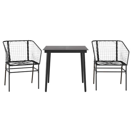 Vidaxl 3-delige tuinset poly rattan glas zwart