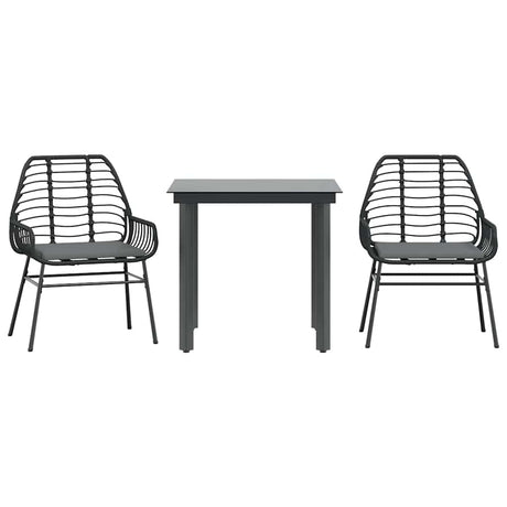 Vidaxl 3-delige tuinset met kussens poly rattan glas zwart