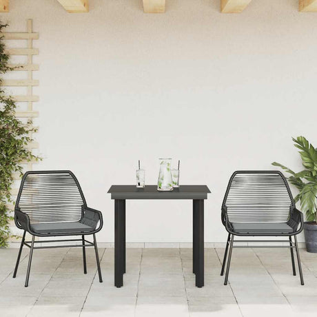 Vidaxl 3-delige tuinset met kussens poly rattan glas zwart