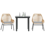Vidaxl 3-delige tuinset met kussens poly rattan glas bruin