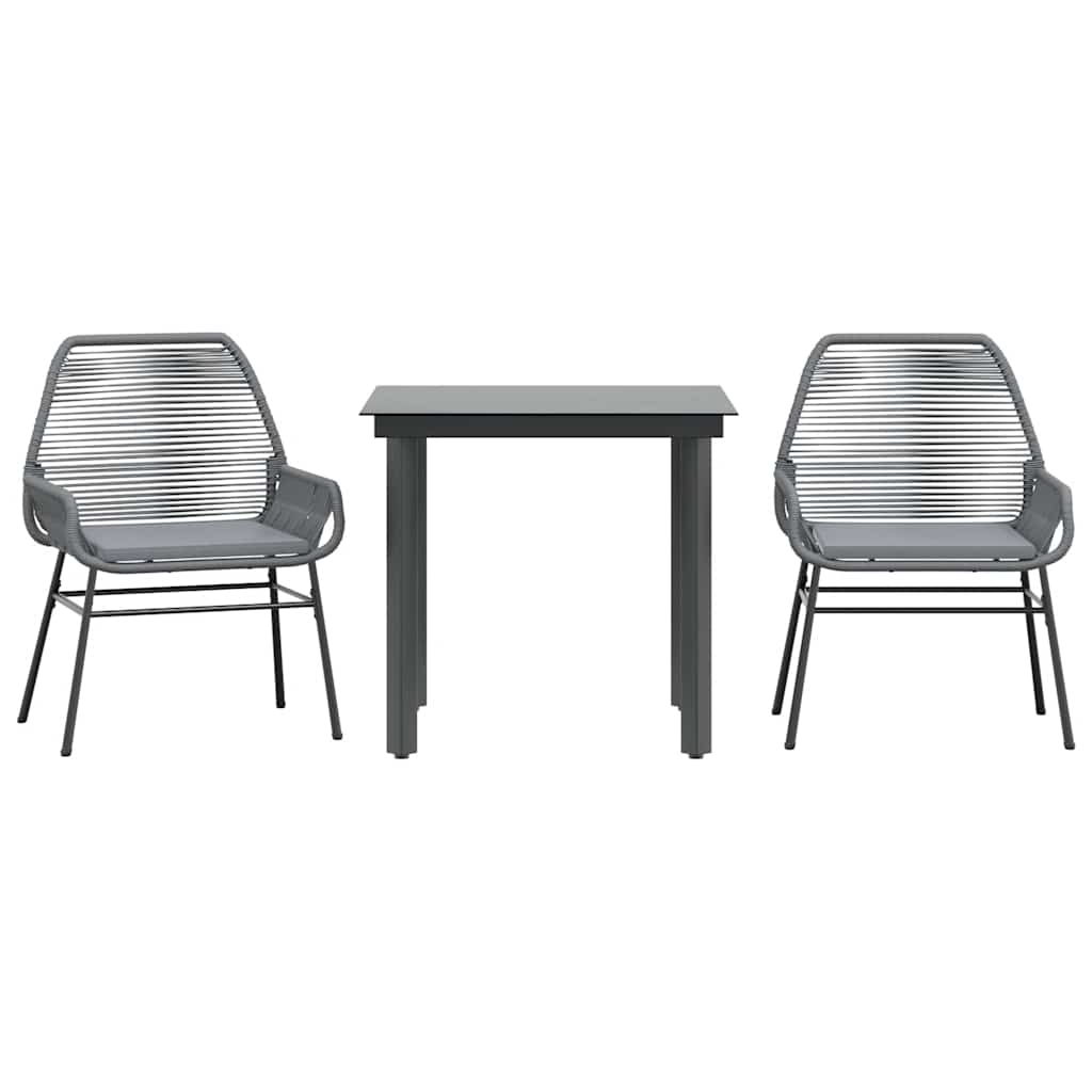 Vidaxl 3-delige tuinset met kussens poly rattan glas grijs