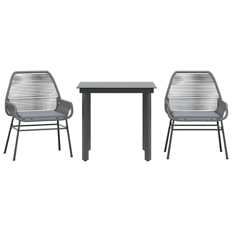 Vidaxl 3-delige tuinset met kussens poly rattan glas grijs