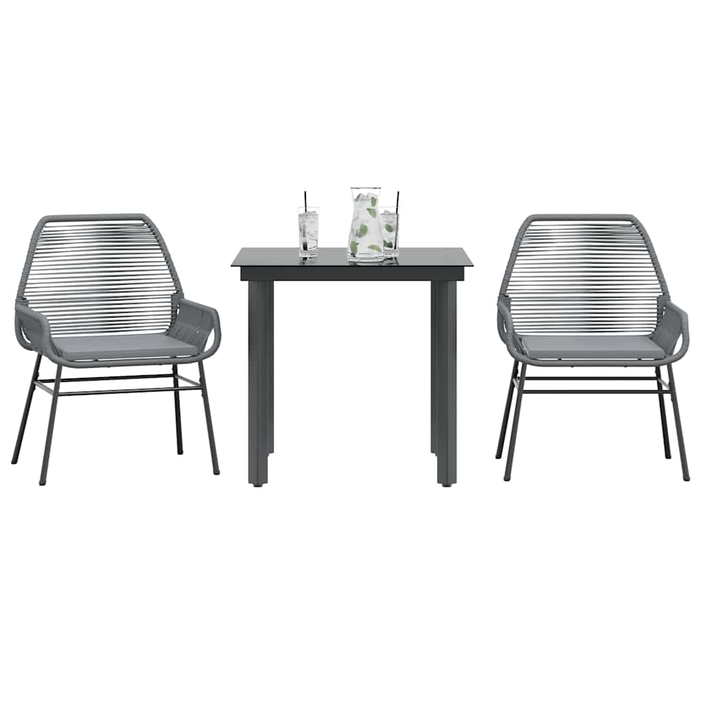 Vidaxl 3-delige tuinset met kussens poly rattan glas grijs