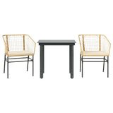 Vidaxl 3-delige tuinset met kussens poly rattan glas bruin