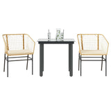 Vidaxl 3-delige tuinset met kussens poly rattan glas bruin