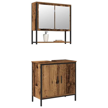 Vidaxl badkamermeubelset 2 st bruin 60 x 30 x 60 cm bewerkt hout