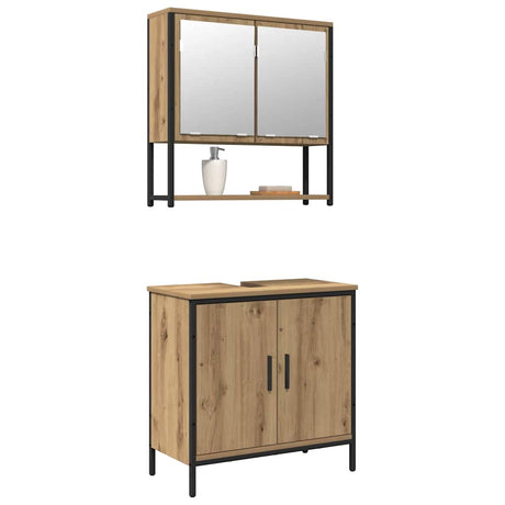 Vidaxl badkamermeubelset 2 st bruin 60 x 30 x 60 cm bewerkt hout