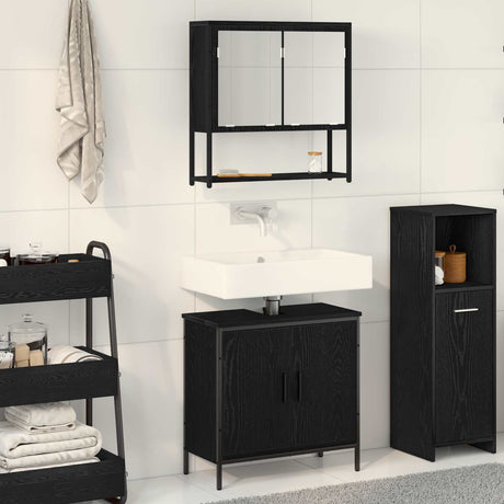 Vidaxl badkamermeubelset 2 st zwart 60 x 30 x 60 cm bewerkt hout
