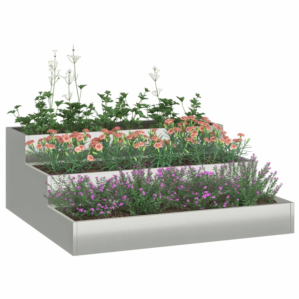 Vidaxl tuin bloempot zilver 90 x 90 x 35 cm gegalvaniseerd staal