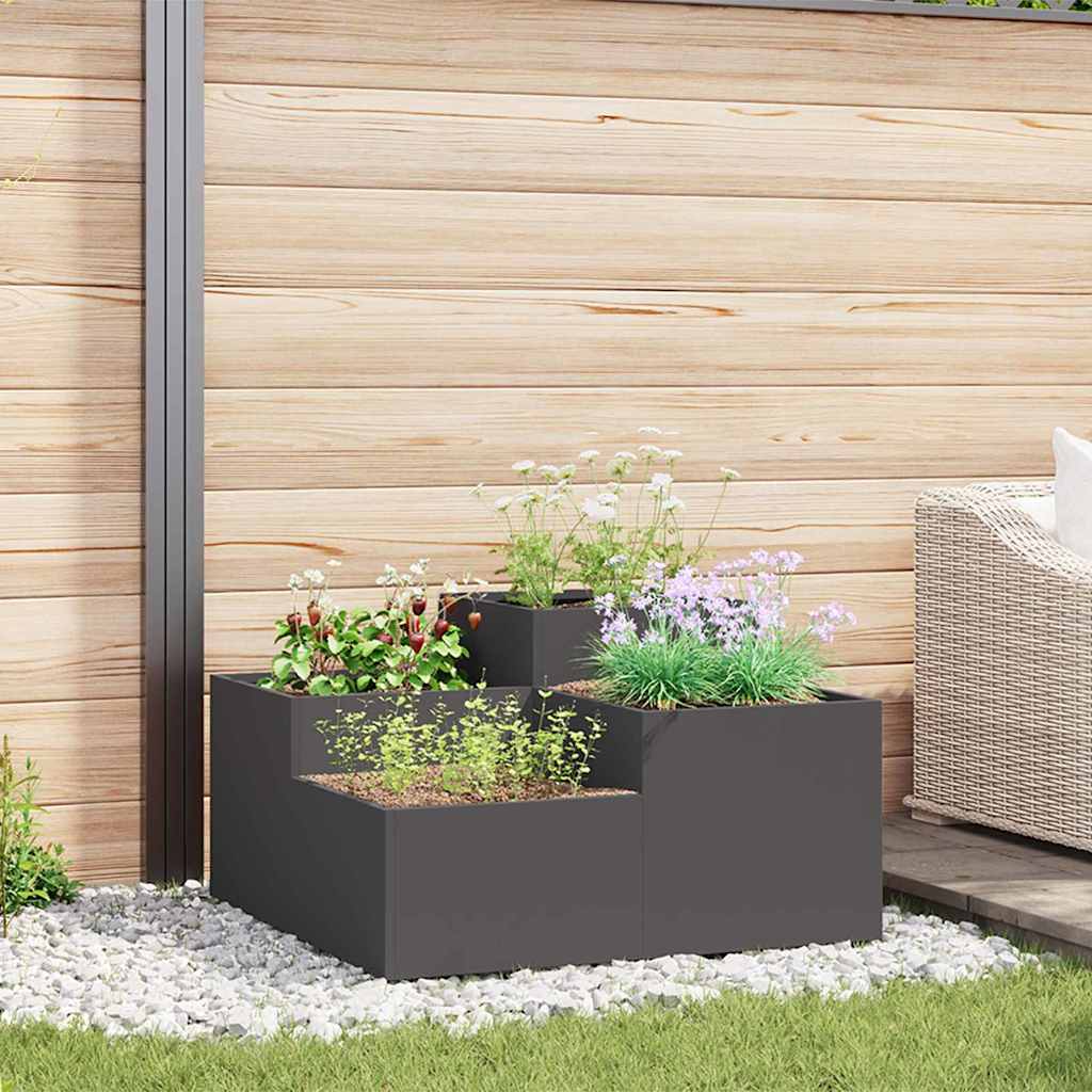 Vidaxl tuin bloempot zwart 80 x 80 x 48 cm staal