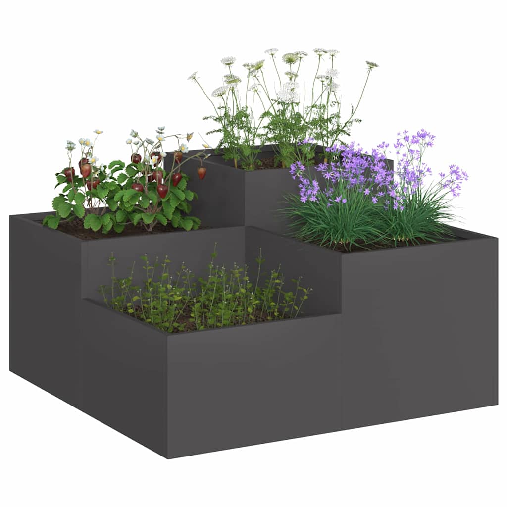 Vidaxl tuin bloempot zwart 80 x 80 x 48 cm staal