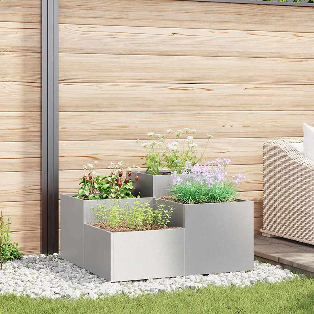 Vidaxl tuin bloempot zilver 80 x 80 x 48 cm roestvrij staal