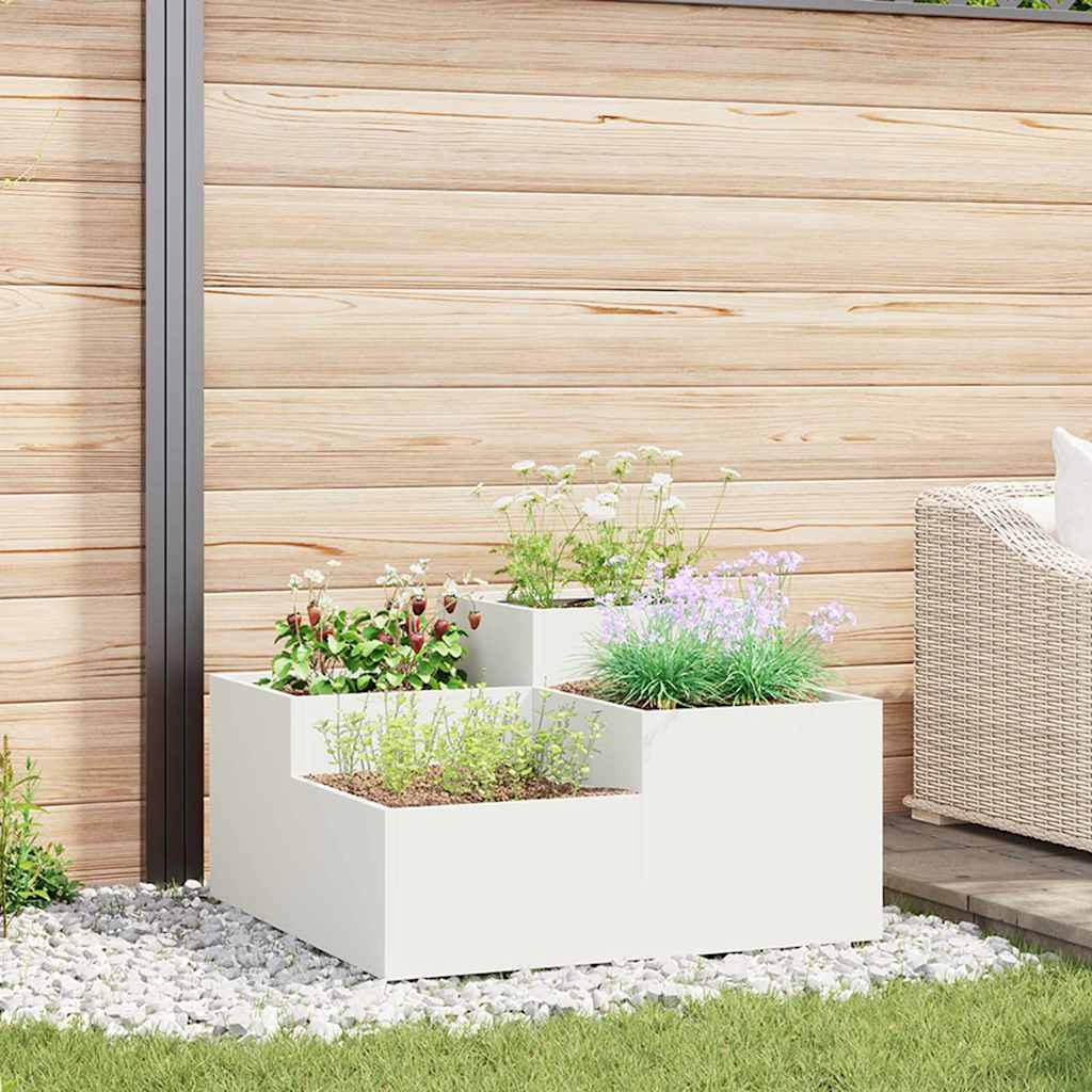 Vidaxl tuin bloempot wit 100 x 100 x 48 cm staal