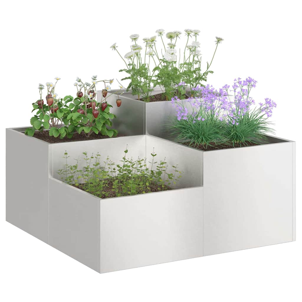 Vidaxl tuin bloempot zilver 100 x 100 x 48 cm roestvrij staal