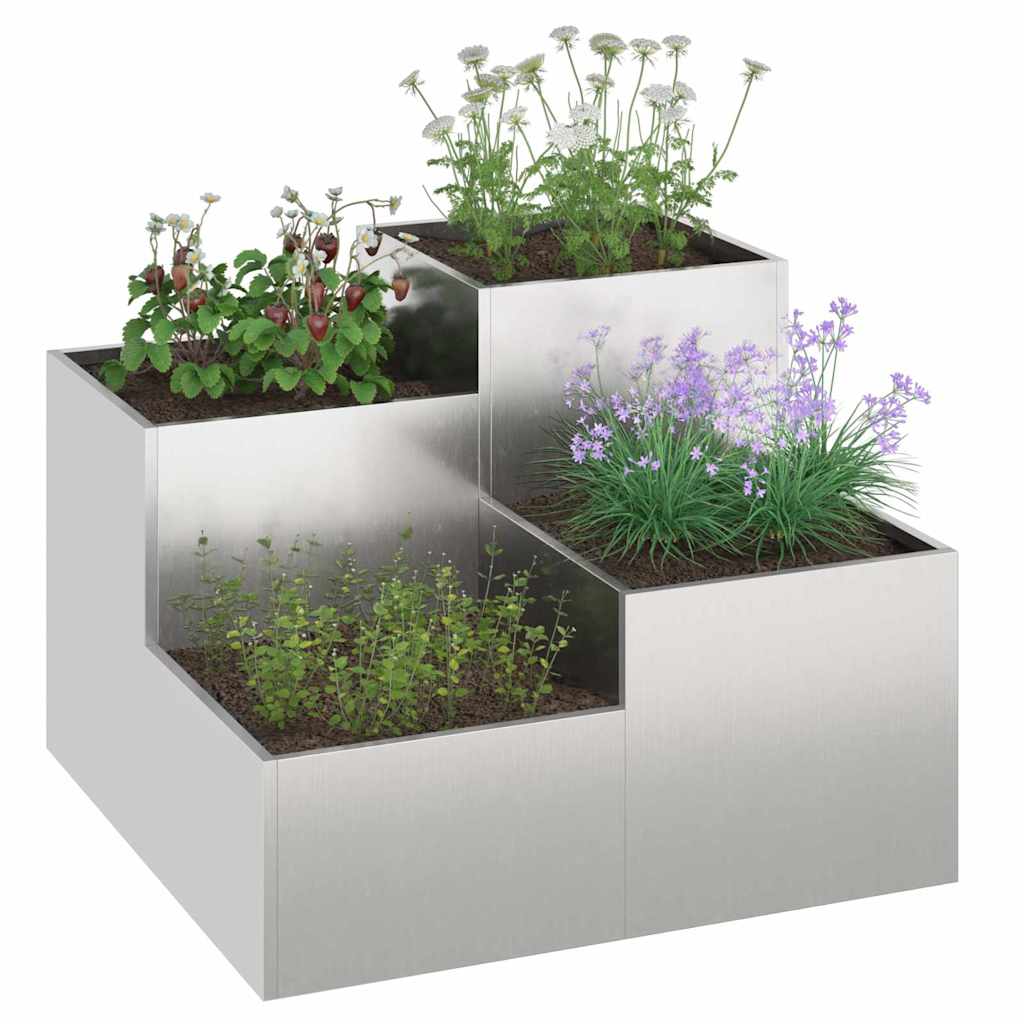 Vidaxl tuin bloempot zilver 80 x 80 x 60 cm roestvrij staal