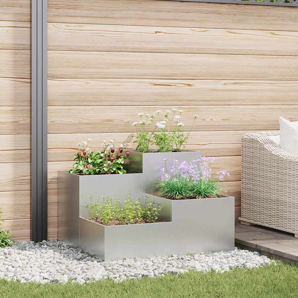 Vidaxl tuin bloempot zilver 80 x 80 x 60 cm gegalvaniseerd staal