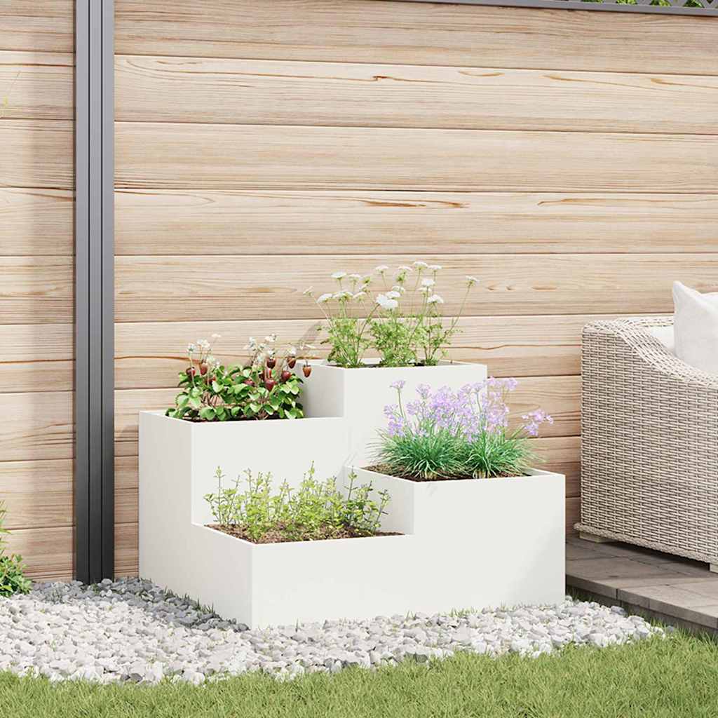Vidaxl tuin bloempot wit 100 x 100 x 60 cm staal