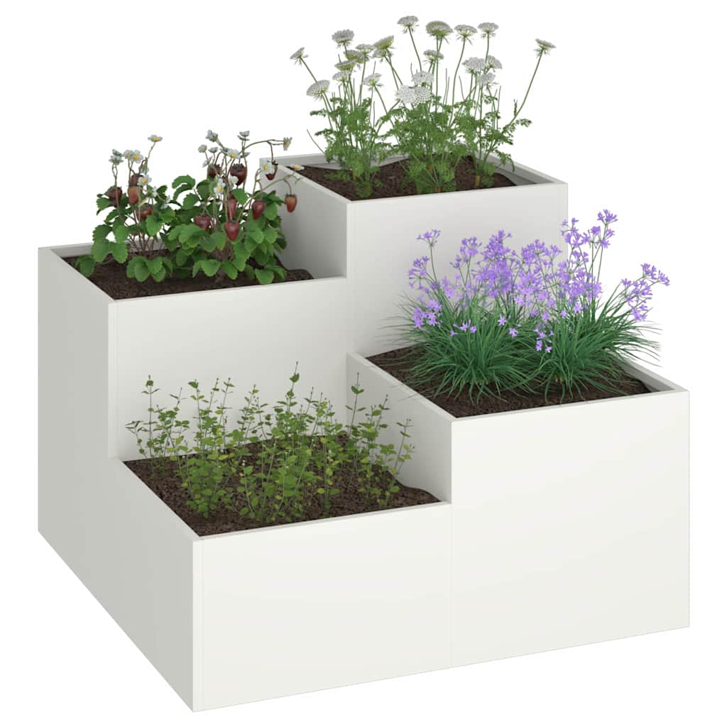Vidaxl tuin bloempot wit 100 x 100 x 60 cm staal