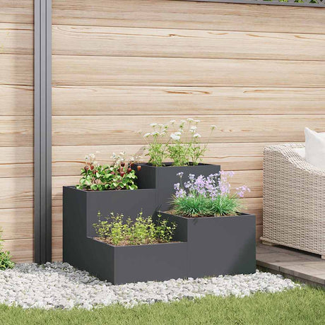 Vidaxl tuin bloempot antraciet 100 x 100 x 60 cm staal