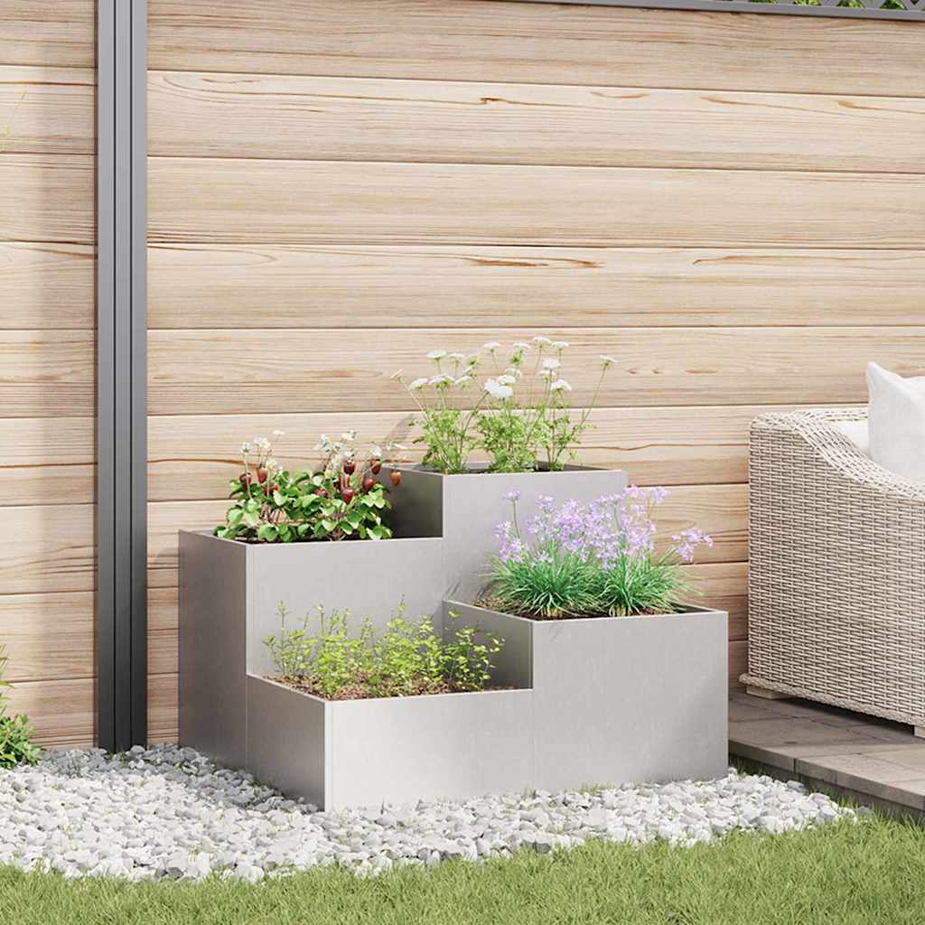 Vidaxl tuin bloempot zilver 100 x 100 x 60 cm roestvrij staal