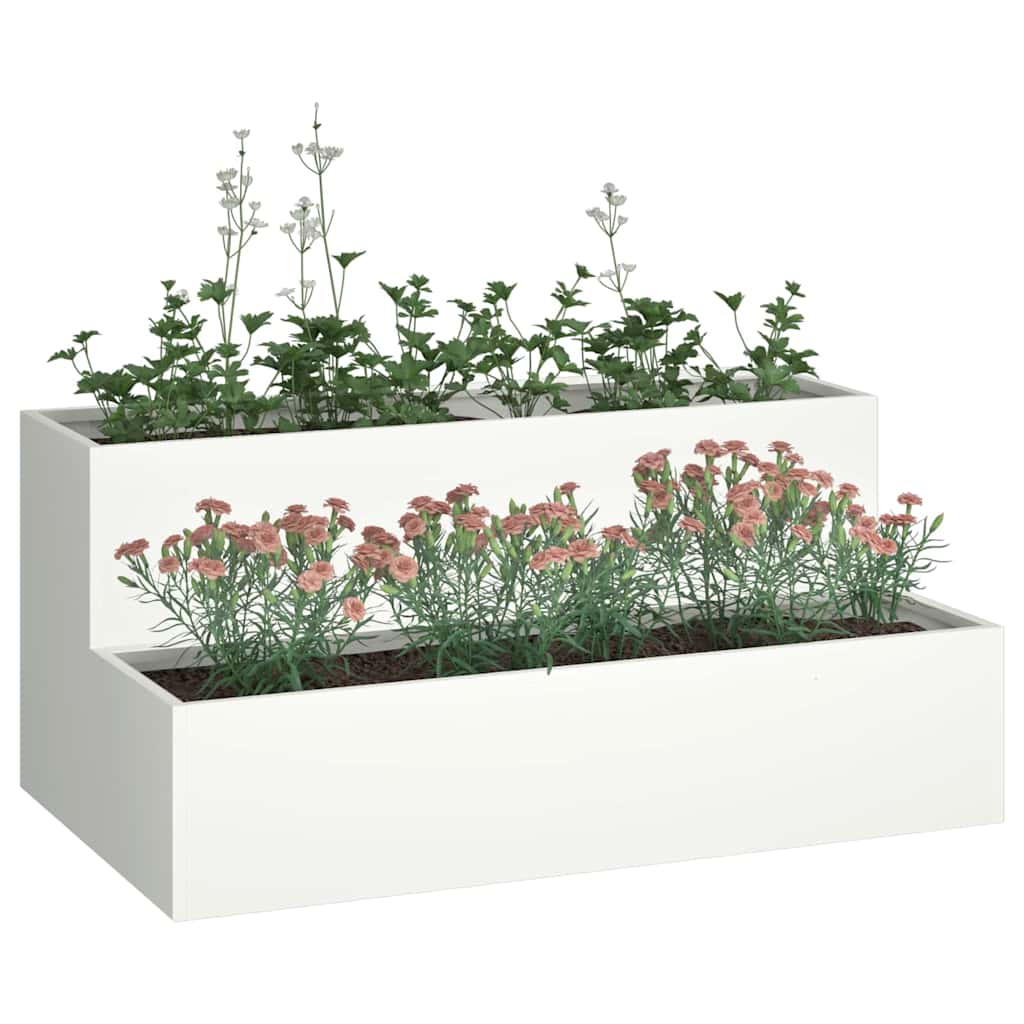 Vidaxl tuin bloempot wit 100 x 60 x 45 cm koudgewalst staal