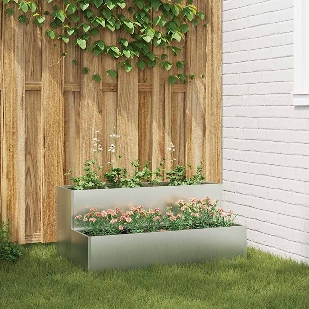 Vidaxl tuin bloempot zilver 100 x 60 x 45 cm gegalvaniseerd staal