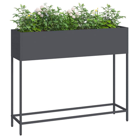 Vidaxl verhoogde tuin plantbak antraciet 100 x 26 x 82 cm staal