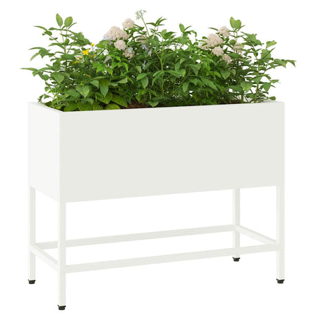 Vidaxl verhoogde tuin plantbak wit 60 x 26 x 45 cm staal